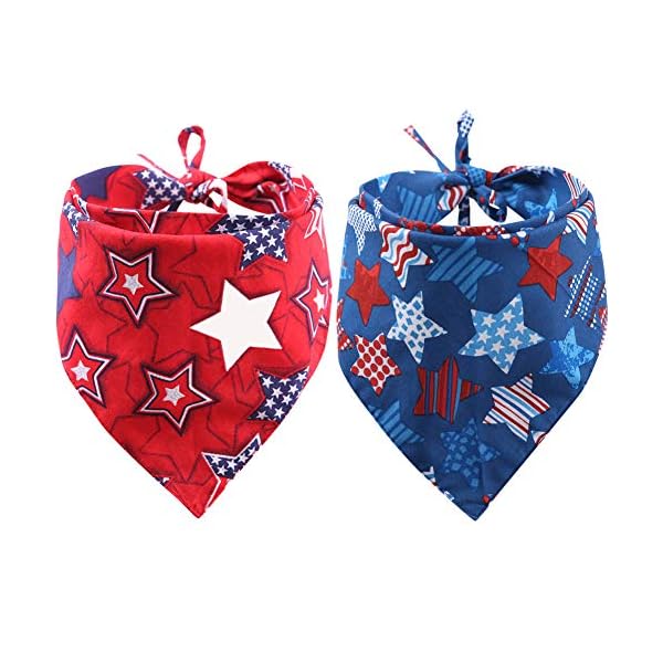 KZHAREEN 2 Pack American Flag Dog Bandana USA Triangle Bibs Scarf Reversible Accessories for Dogs Pets Cat Large KZHAREEN 2 Pack American Flag Dog Bandana USA Triangle Bibs Scarf Reversible Accessories for Dogs Pets Cat Large