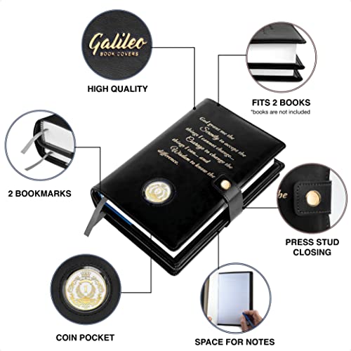 Double AA Big Book Cover & 12 Steps & 12 Traditions | by Galileo | Perfect Gift | Alcoholics Anonymous (Snap Button Closing/Black) - Thumbnail 3