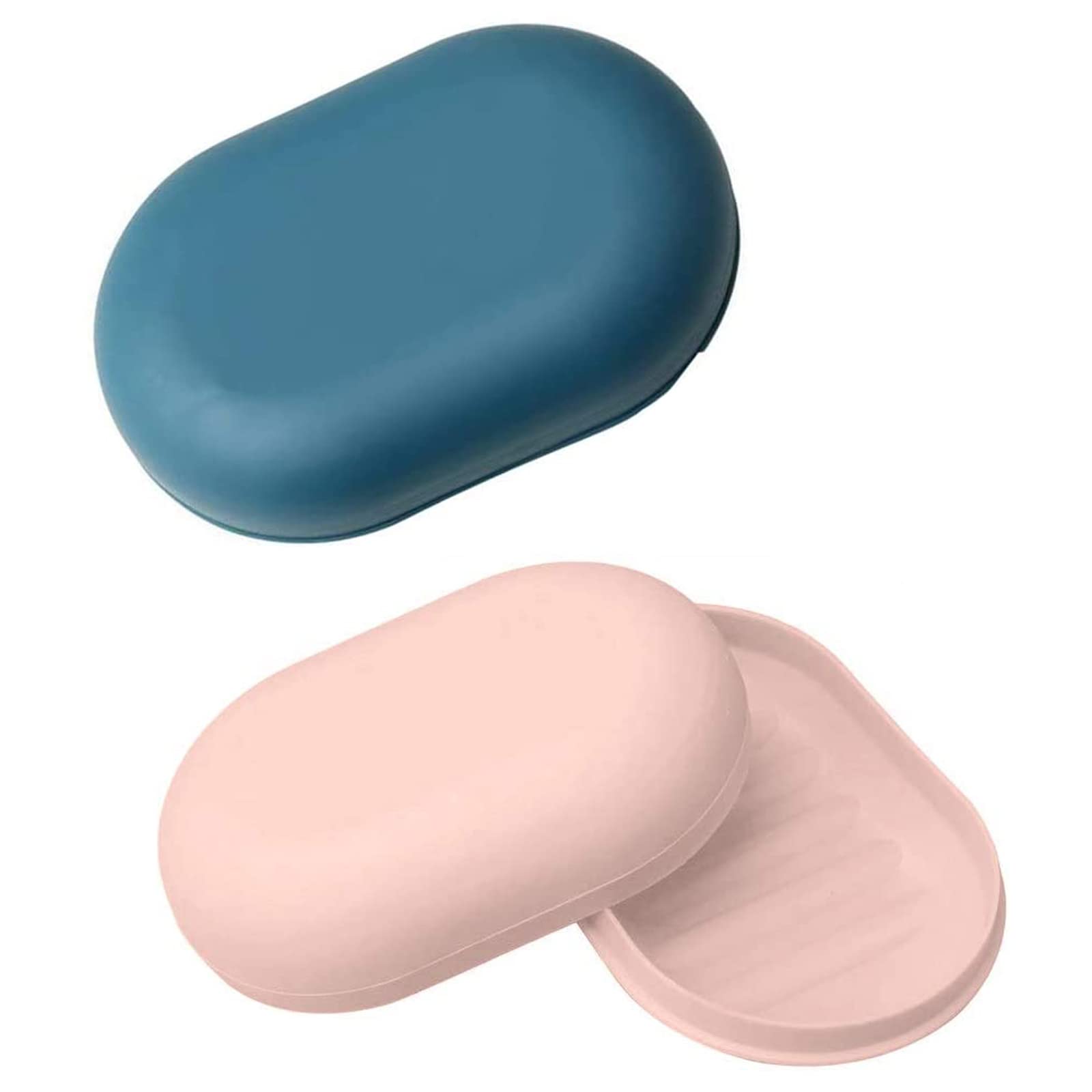 Soap Dish with Lid,2 PCS soap Dish,Travel Soap Box Container,Portable Shower Soap Box Perfect for Bathroom, Travel, Camp(Pink+dark blue)