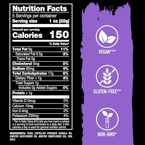 Terra Vegetable Chips, Taro Chips with Sea Salt, 5 Oz (Pack of 12)