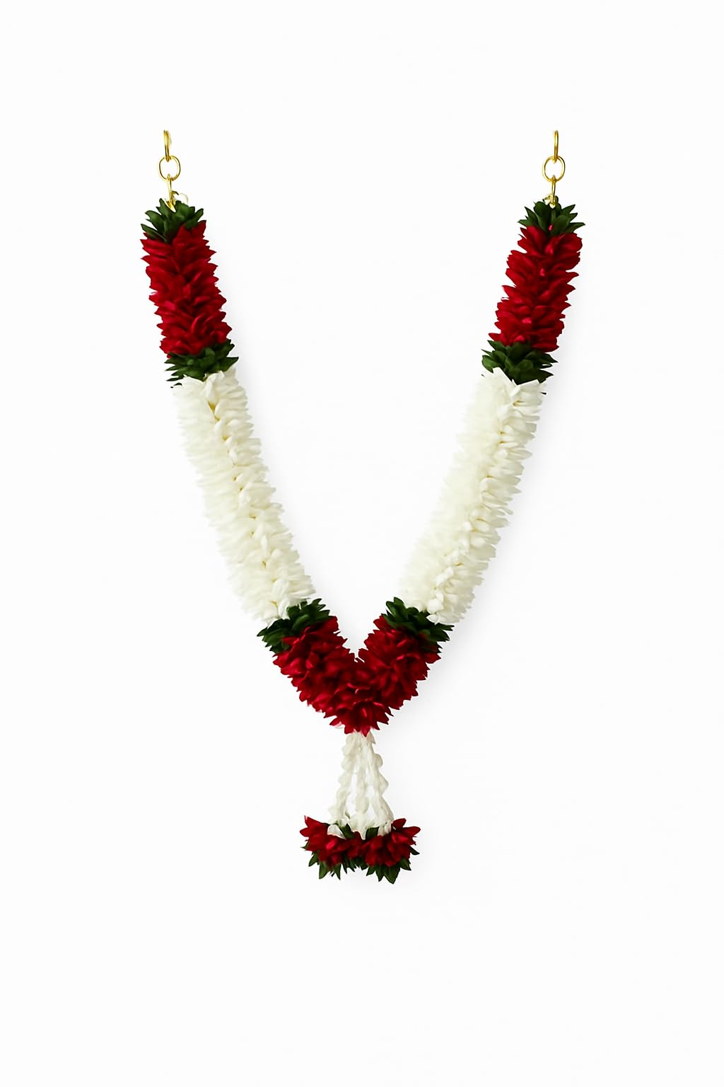 Handmade Artificial Flowers Garlands for Photo Frame Mala for god Idols Home Decoration Pooja Room varmala..etc; Size(65) ((Marron,Green and White))-image-31