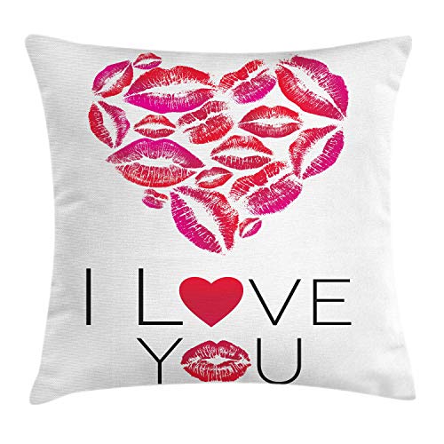 ABAKUHAUS Amor Funda para Almohada, Barras de Labios Besos Letras, Decorativo,...