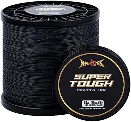 HERCULES Super Tough Braided Fishing Line 80 pounds Test Black 80LB (500 Yards) - 8 Strands