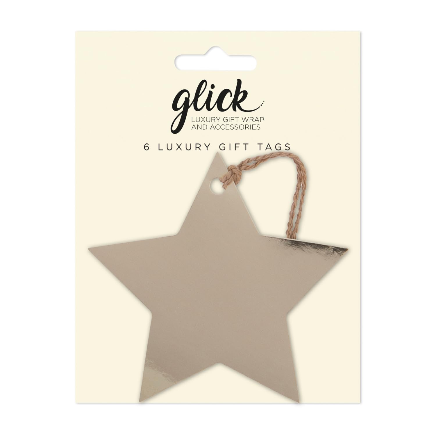 Glick Multi-Coloured Christmas Gift Tags, Foil Star, Gold, Pack Of 6, Fully Recyclable, For Use At Christmas, Birthdays And Other Gifts