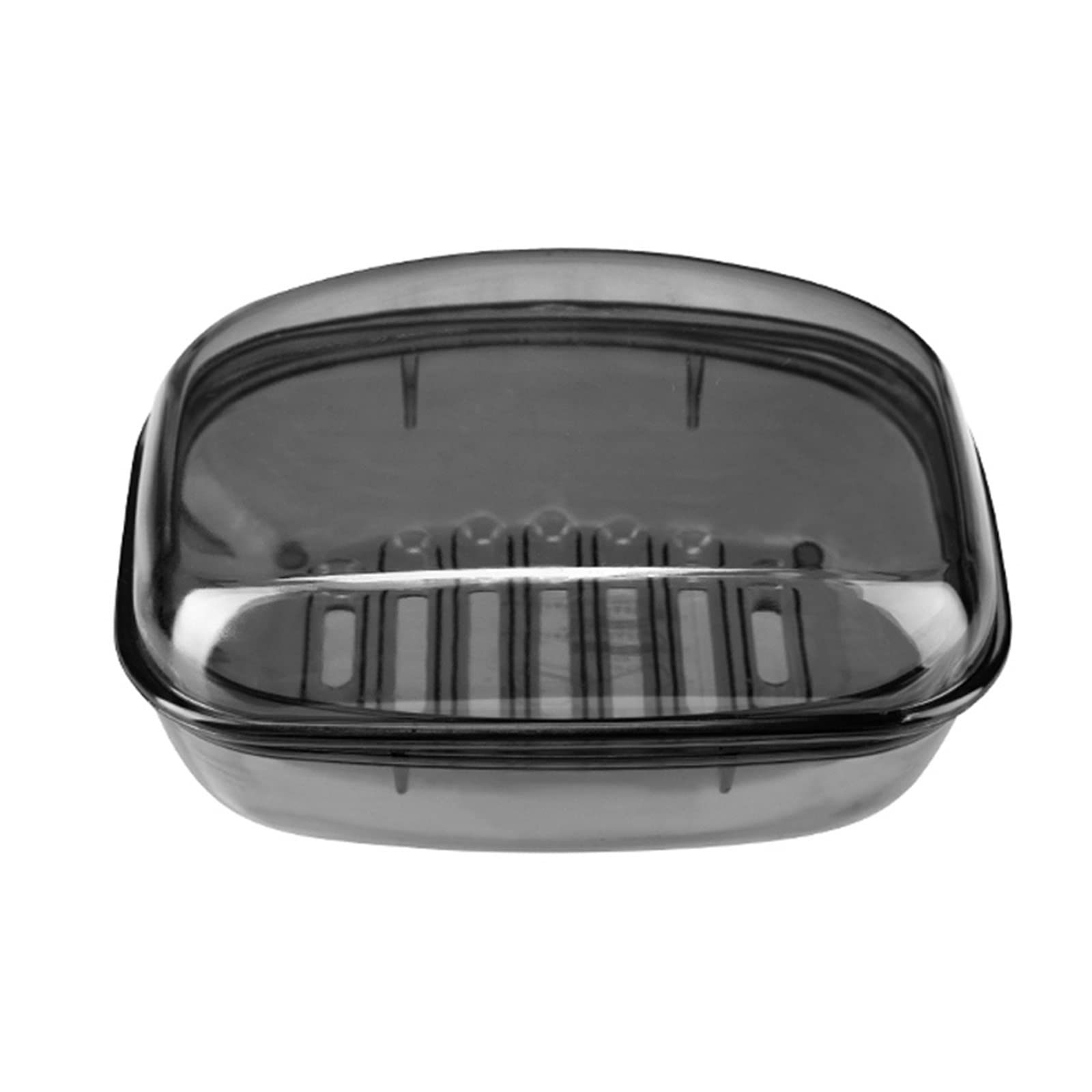 JINGYAN Soap Dishes Soap Box Transparent Toilet With Lid Drain Seal Travel Portable Double Layer Laundry(Schwarz)