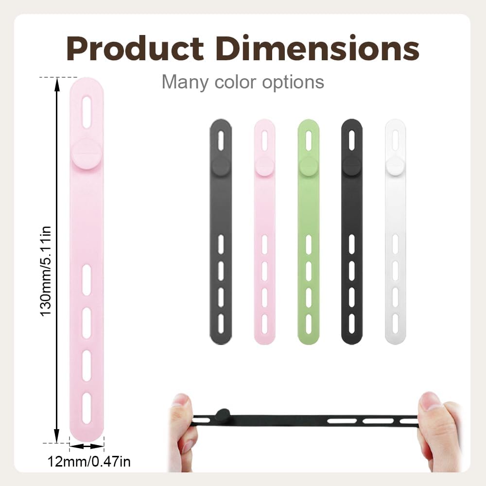 Silicone Cable Straps Cord Organizer, Elastic Charger Cable Strap for Bundling Earphone, Phone Charger, Computer Cords, Reusable Data Cable Organizer Ties in Home,Office,Kitchen,School (12Pcs)