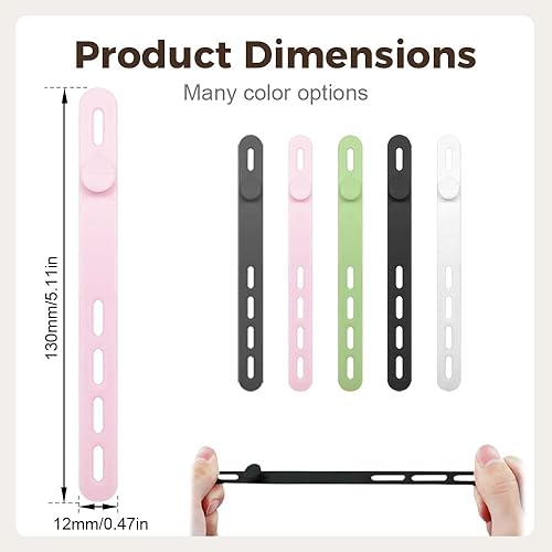 Miniatura 2 de Correas de silicona para cables, correa elástica para cargar auriculares, cargador de teléfono, cables de computadora, organizadores de cables de