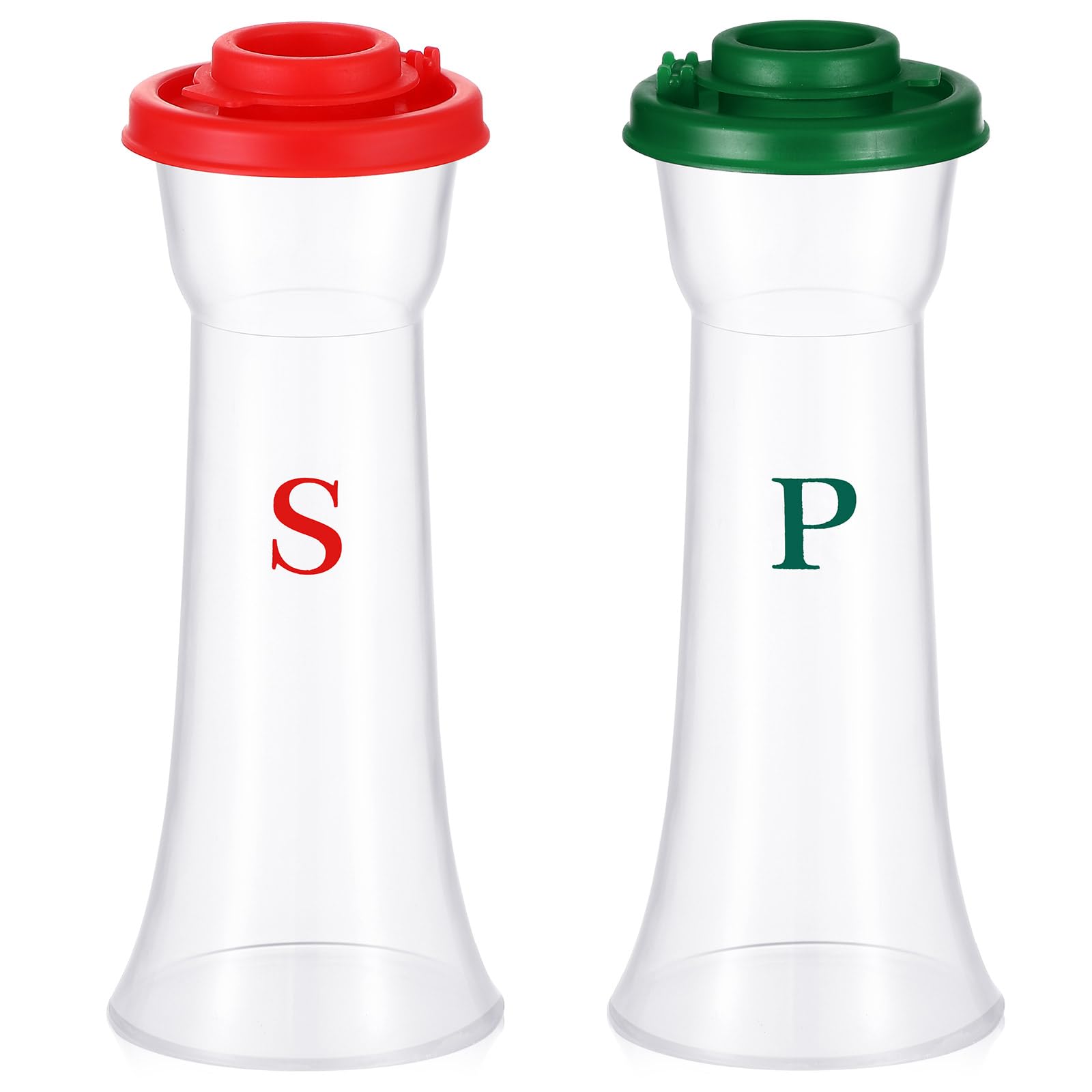 2 Pcs Plastic Salt and Pepper Shakers Set with Lid, Classic, Red Green