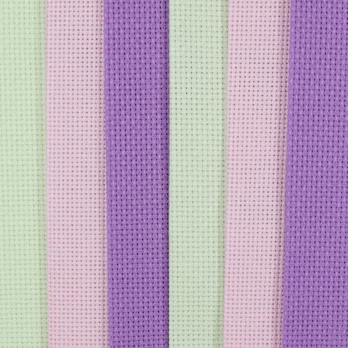 Image of KCS 4 /6 pc of 12 inch x 18 inch 30cmx45cm 16CT Counted Cotton Aida Cloth Cross Stitch Fabric (Lavender+Pink+Light Green, 6 pc)