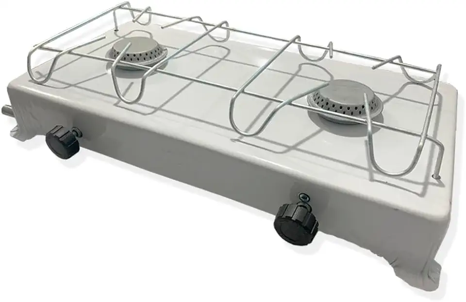Fogão Portátil Camping Duas Bocas A Gás Branco