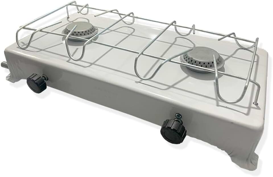 Fogão Portátil Camping Duas Bocas A Gás Branco