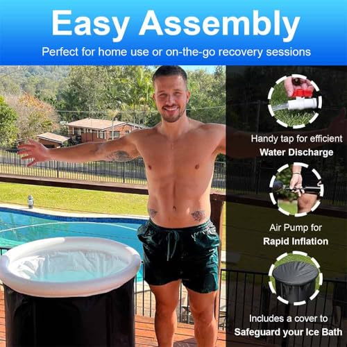 Blendra Ice Bath Tub,350L Recovery Ice Bath,Inflatable Cold Water Therapy Tub,Cold Plunge Tub Outdoor,Compact Plunge Pod for Home & Athletes (Black)