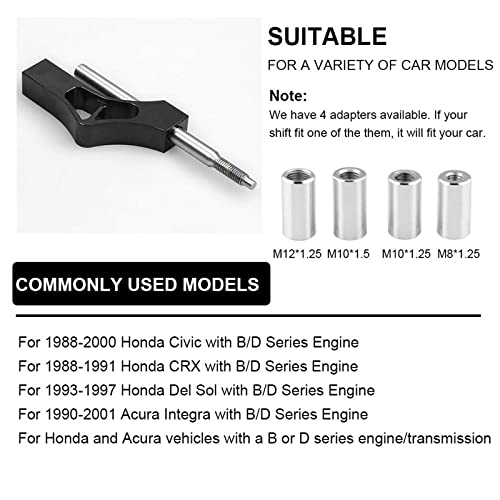 Sporacingrts Adjustable Short Shift Extension Shifter Knob with Adapters Compatible with Civic Integra CRX (Black) - Image 5