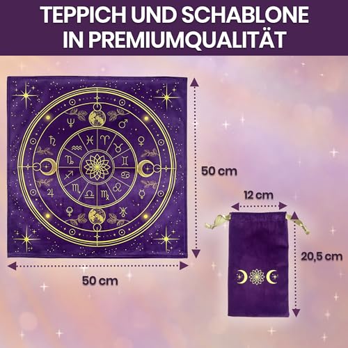 VIBRATIS Altar Zubehör - Tarot-Tuch aus Samt - Altartuch für Rituale, Esoterik Zubehör, Samttuch für Tarotkarten & Pendel