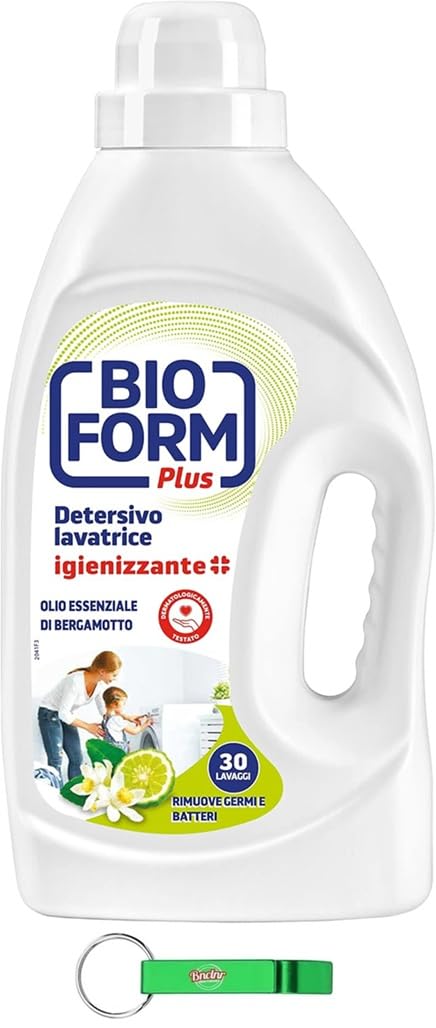 6x Bioform Waschmittel Hygiene Für die Wäsche Duft von Bergamotte - Flüssiges Waschmaschine Waschmittel - 30 Wäschen 1625ml + Beni Culinari Kostenloser Schlüsselanhänger