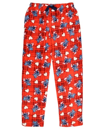 Disney Lilo & Stitch Adult Stitch Lovestruck Hearts Fleece Pajama Sleep Pants For Men and Women