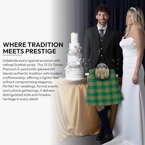 Image of 8 Yard Mens Kilt - Authentic Tartan Kilt for Men Highland Outfit for Weddings & Traditional Scottish Wear