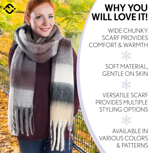 Funky Junque Luxury Cashmere Feel Winter Scarf - Soft Warm Knit Shawl - Mother's Day Gift - for Women - Multiple Patterns2