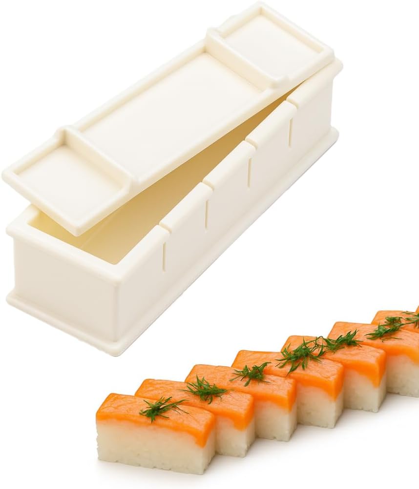 JapanBargain 3254, Set of 2 Japanese Sushi Press Boxed Sushi Mold Sushi Maker Rice Ball Mold Plastic Oshizushi Press Oshizushihako 5-Cuts, Made in Japan