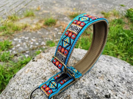 Styleshes Hundehalsband mit Polsterung, Zug-Stopp verstellbar, Martingale extra breit 4cm, anti-Zieh-Halsband, weiches Stoffhalsband (bis 38cm Hals- 44cm Kopfumfang inkl 6cm Zugstopp, chrom)