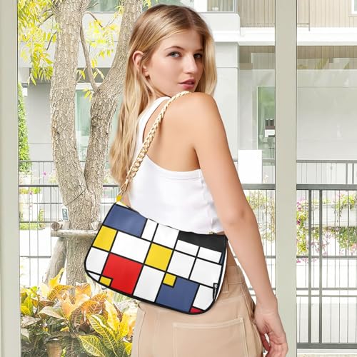 Geometric Abstract Mondrian Style Phone Purse Hobo Party Clutch Women Trendy Handbags Chain Shoulder Strap2