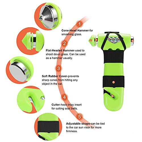 image for THINKWORK 6-in-1 Car Safety Hammer (Glow-in-Dark), Emergency Escape To