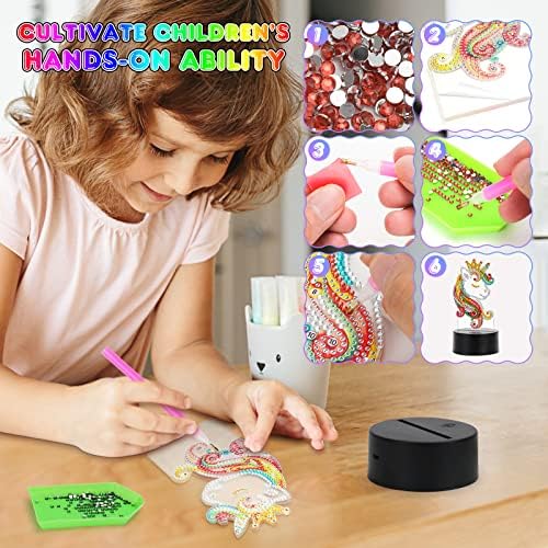 Girls Gift for 4 5 6 7 8 Year Old Kids Boy Girls Toy, Diamond Painting Kits for 5-9 Years Old Boy Girls 3D Diamond Art and Craft Kits Age 5-8 Girls Birthday Gift Unicorn Toy for 4-7 Year Old Girl