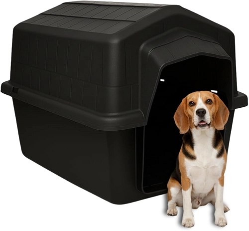 Casinha Plástica Grande Cachorro Grande N5 Uso Externo Interno Caminha | Proteção UV | Raças Pequenas Médias Grandes Até 22kg (Preto)