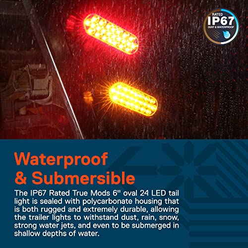 4Pc 6" Amber Oval Led Trailer Tail Light Kit [Dot Fmvss 108] [Sae Stip] [24 Led] [Grommet & Plug Included] [Ip67 Waterproof] [Park & Turn Signal] Marine Trailer Lights For Boat Trailer Rv Trucks #TOP3