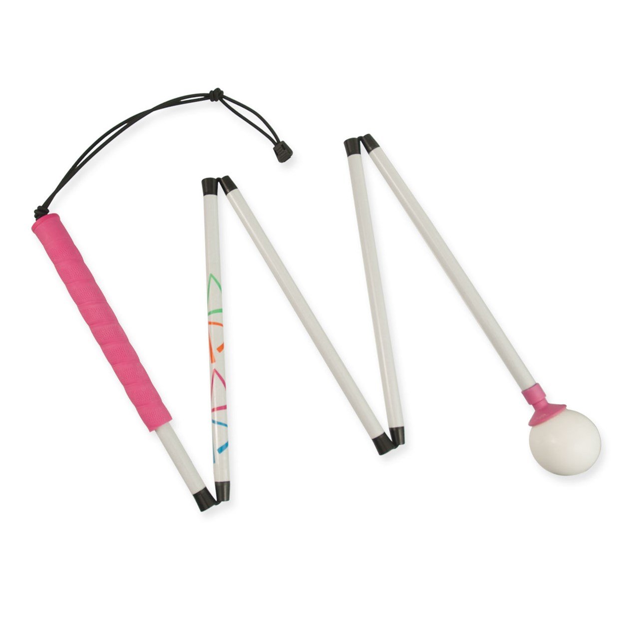 AmbutechHiLites Pink 5-Sec 54-in Graphite Folding Cane-Rolling Ball