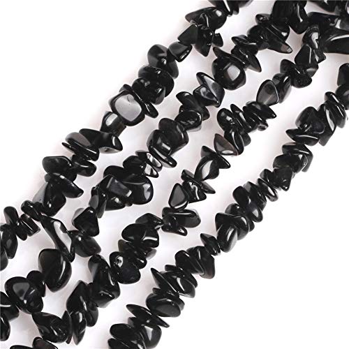 Image of 5-8mm Black Onyx Chips Natural Chip Stone Beads for Jewelry Making | Semi Precious, Loose Gemstone, Healing Crystal, Rocks, 230Pcs Strand, Drilled, DIY Bracelets Necklaces Earrings Crafts Supply