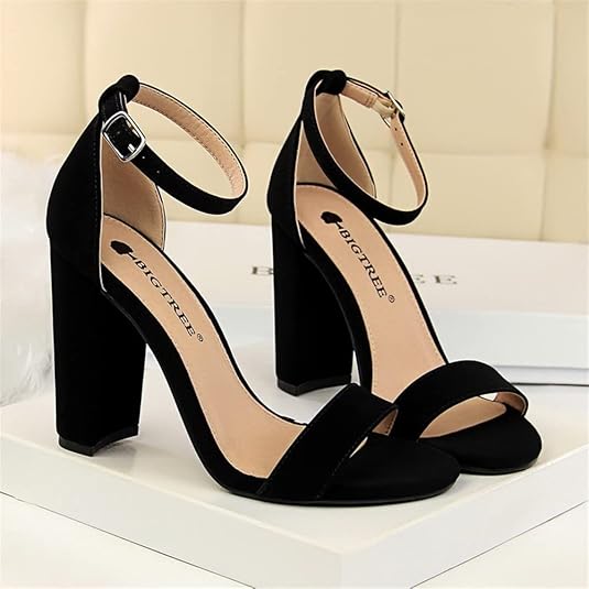 Dames Open Teen Hakken Sandalen, Sexy Stiletto Hoge Hakken, Zomer Comfortabele Open Teen Elastische Enkelband Slip Op Sandaal,zwart,35