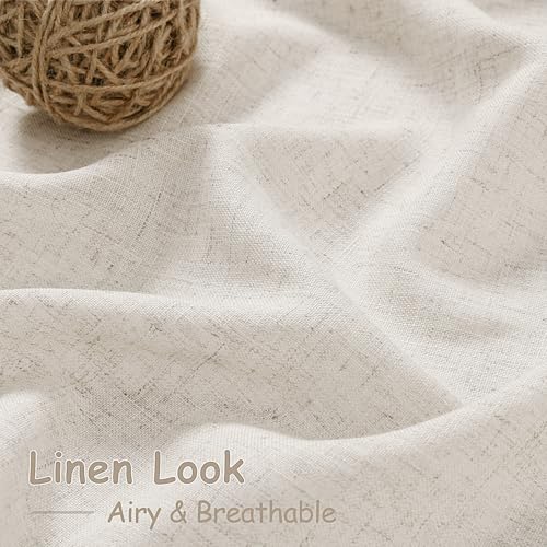 Image of Linen Curtains 63 Inch Long for Living Room Back Tab Pearl White
