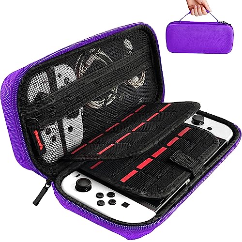 daydayup Switch Carrying Case Compatible with Nintendo Switch/Switch OLED, with 20 Games Cartridges Protective Hard Shell Travel Carrying Case Pouch for Console &amp; Accessories
