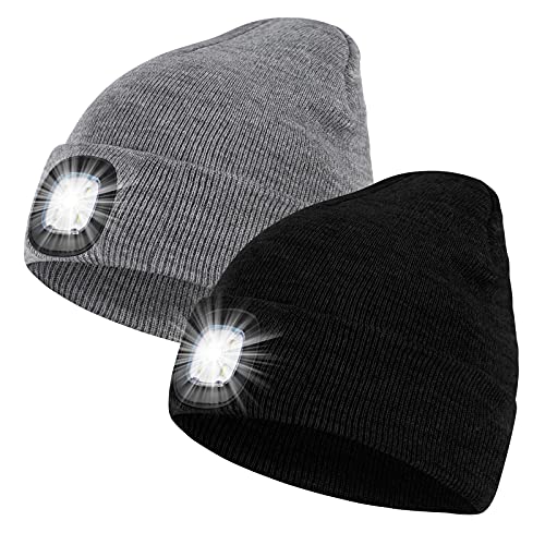 SnowCinda LED Beanie Hat – Light Up Winter Hat For Men & Women, Hands-Free Headlamp For Night Running, Cycling, Hunting