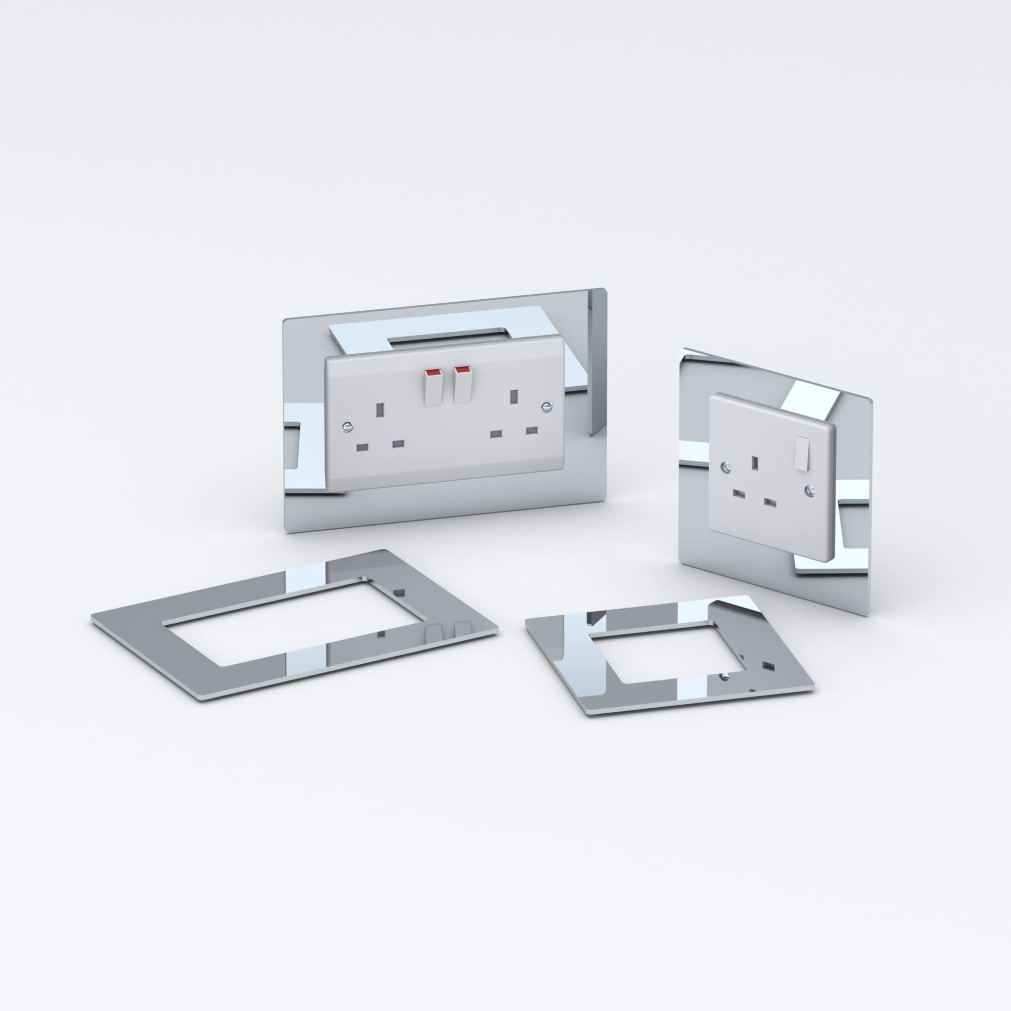 Plexico Mirror Double/Single Socket Switch Surround/Acrylic Finger Plate (Single, )