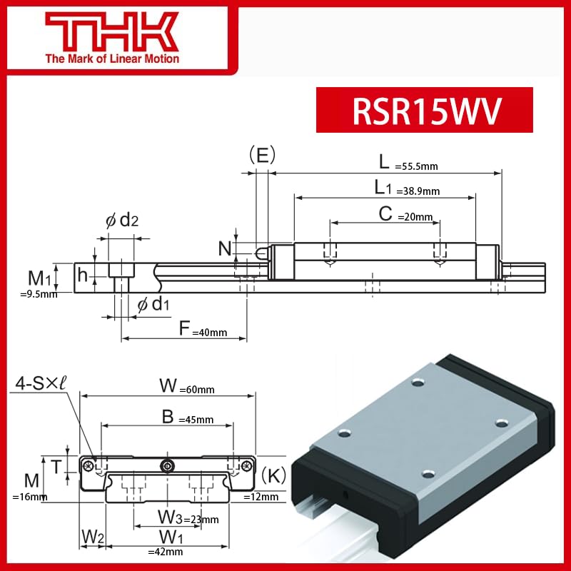 THK Linear Carriage RSR15 RSR15WV RSR15WVUU/SS RSR15WV1UU/SS GK Block
