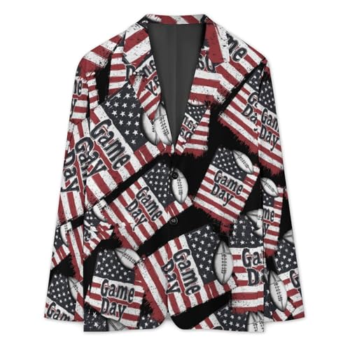 Game Day U.S. Flag Football Lovers Men's Slim Suit Long-Sleeve Prom Tuxedo Classic Two Button Business Jacket3