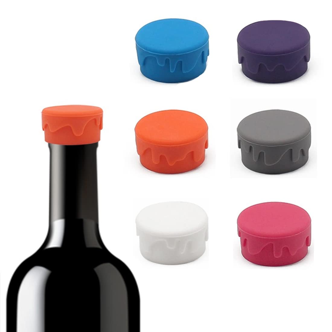 Tappi Per Bottiglie In Silicone Szuah, Set Da 6, Riutilizzabili E Universali Per Vino E Birra