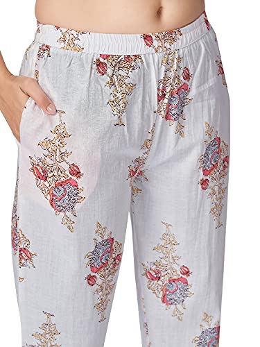 Image of Vbuyz Women's Cotton Printed & Embroidered Straight Kurta with Pant & Dupatta