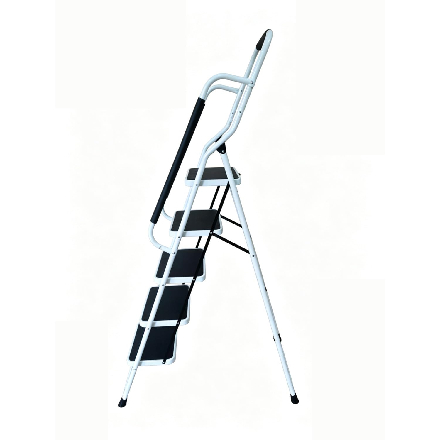 Escabeau avec Main Courante BM TOOLS BMT-ESC-5-MC-RENFORT, 5 marches - Échelle Multi-Usage Intérieur/Extérieur, avec Renfort