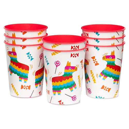 Image of American Greetings 8-Count 16 oz. Reusable Plastic Cups, Fiesta Party Supplies (Pack of 3)