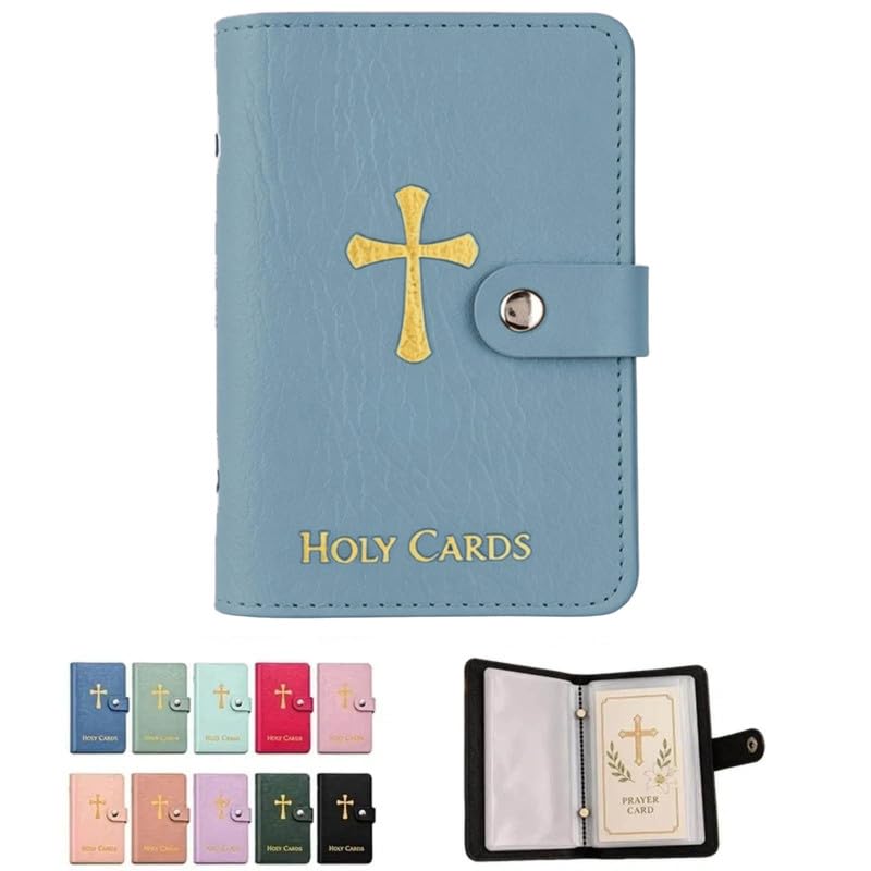 Multicolor Prayer Card Holder, Pocket Prayer Card Organizer with Snap Closure, Waterproof Large Capacity Storage Case for Holy Cards Collection