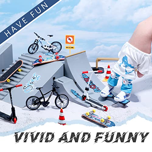 35 Pcs Mini Finger Toy Set, Finger Scooter/ Skateboards/Shoes/Bikes/ Tops/Pants/ Knee Pads, Tiny Swing Board, Mini Bike Wheels Toys For Party Favors #TOP3