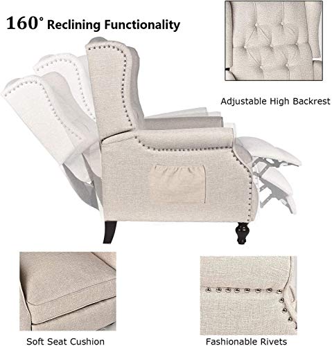 Grepatio Wingback Recliner Chair - Massage Heated Recliner Chair With Remote Control, Single Sofa Mid-Century High Back Accent Chair Tufted Chair #TOP3
