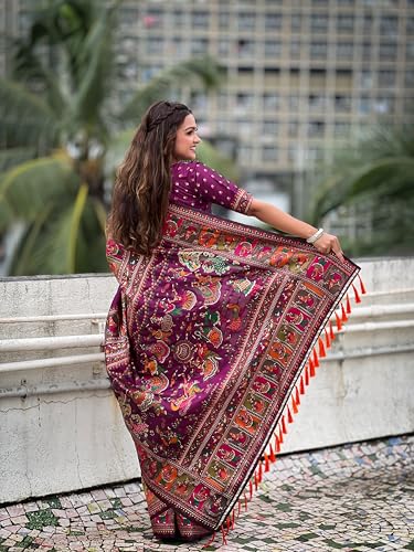 Image of SGF11 Women's Kanjivaram Pure Soft Silk Saree With Unstitched Blouse Piece