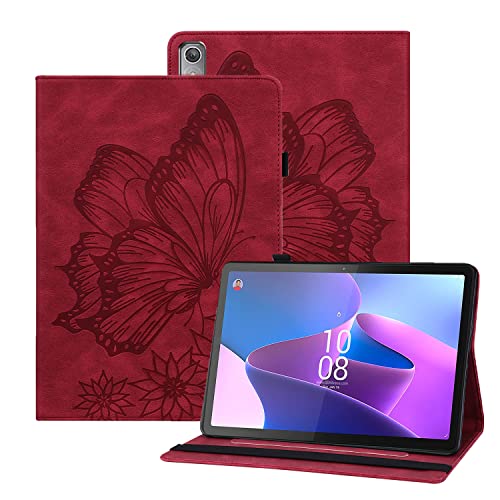 Rostsant Lenovo Tab P11 Pro 2nd Gen 11.2" Case - PU Leather Cover with Stand, Card Slot & Anti-Slip Straps - Red