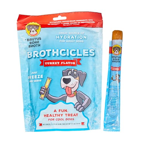 Brutus Brothcicles - All Natural Turkey Flavored - Frozen Dog Superfood Treats for Hydration and Snacking