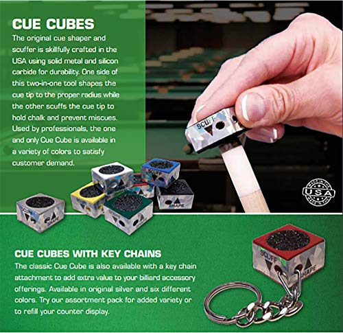Cue Cube Pool Billiard Cue TIP Tool 2 in 1 Shaper Scuffer Nickel or Dime Radius Choose Your Color (Dime (.353"), Silver)