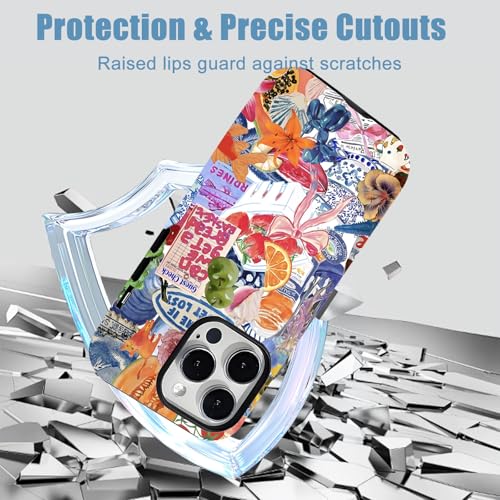 Compatible for iPhone 15 Pro Case Vintage Blue Collage Y2K European Summer Flowers Bow Cute Aethetic [Compatible with Magsafe] Rugge 2-in-1 Layer Shockproof Anti-scratch Phone Case for iPhone 15 Pro by Ceckooty - Used condition - Image 4